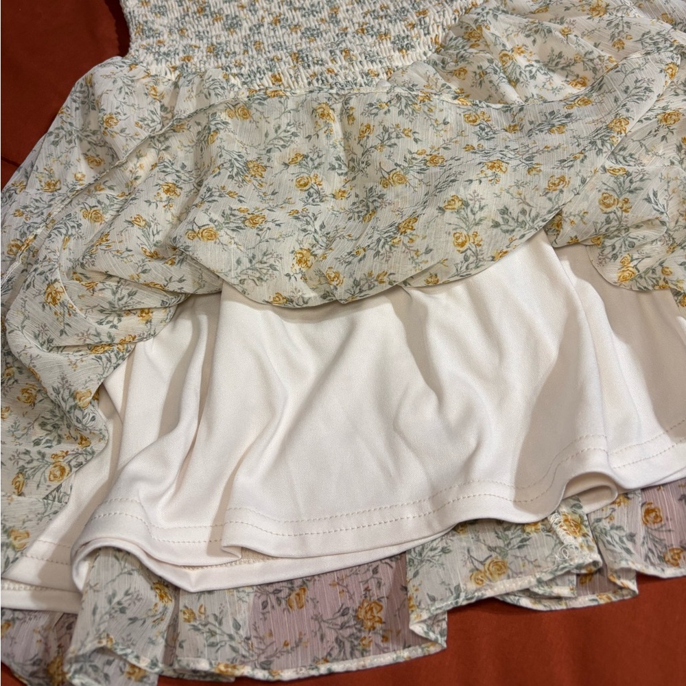 NWT Windsor Floral Smocked Mini Dress - Cream and Yellow - Picture 9 of 12